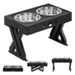 Comedero bebedero Altura Ajustable - Plato Acero Plateado