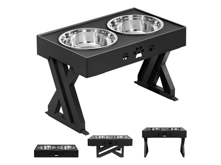 Comedero bebedero Altura Ajustable - Plato Acero Plateado