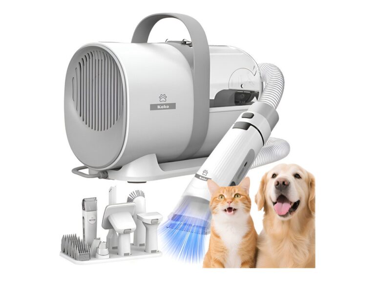 Kit De Aseo 7 En 1 Maquina Cortapelo Aspiradora Perros Gatos Blanco