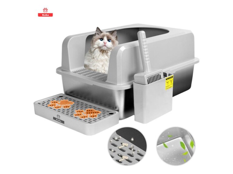 Set Arenero Gatos Michis Baño Sanitario Acero Inoxidable Xxl Gris