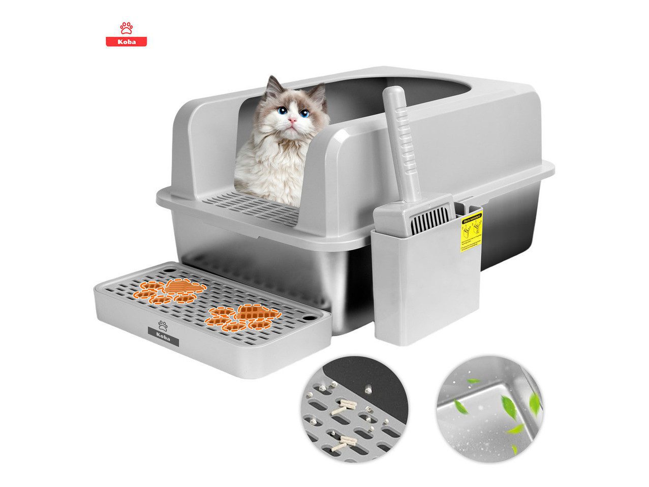 Set Arenero Gatos Michis Baño Sanitario Acero Inoxidable Xxl Gris Set Arenero Gatos Michis Baño Sanitario Acero Inoxidable Xxl Gris - Imagen 1