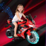 Moto Electrico Para Niños Niñas 6v Con 4 Ruedas Luz Música Rojo
