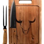Set Parrillero Tabla + Cuchillo Y Pincho Wayu Asado Parrilla Color Café