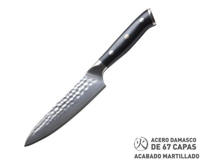 Cuchillo Multiuso Kanka 13cm Acero Damasco 67 Capas Y G10 Color Negro