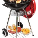 Parrillas a Carbón Portátil 85cm Alto Parrilla Redonda Móvil Asados Color Rojo
