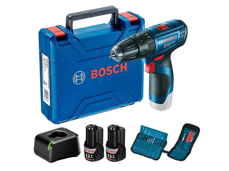 Taladro Percutor Bosch Gsb 120 Li 12v + 23 Accesorios + 2 Baterías Color Azul
