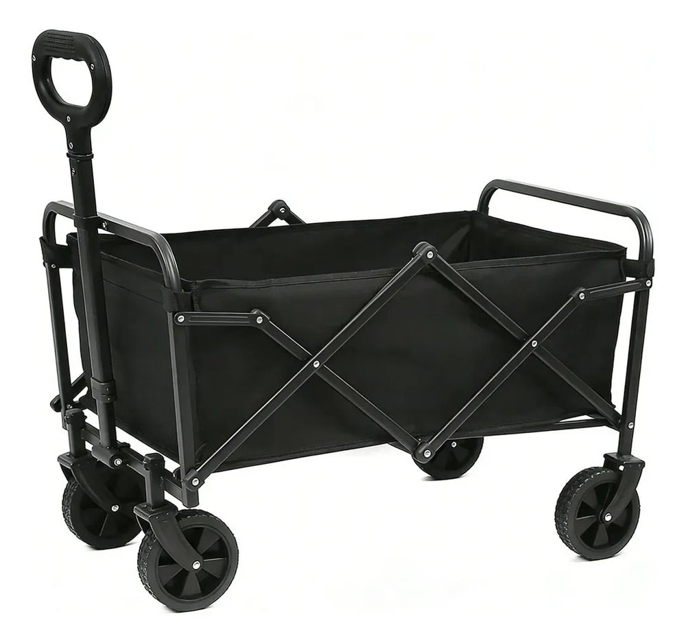 Carrito Camping Plegable Multiuso 100kg Ruedas 360° Negro Carrito Camping Plegable Multiuso 100kg Ruedas 360° Negro