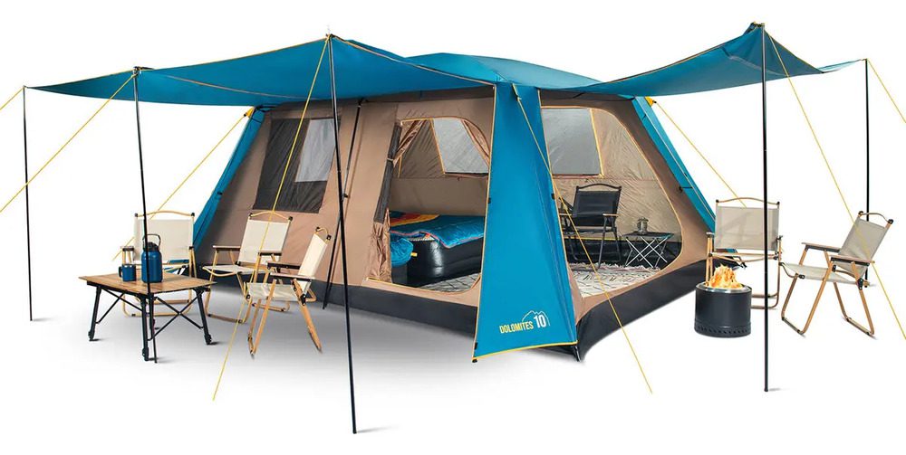 Carpa Camping Dolomites 10 Discovery 10 Personas Techo Largo Color Azul petróleo Carpa Camping Dolomites 10 Discovery 10 Personas Techo Largo Color Azul petróleo