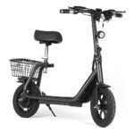 Scooter Adulto Eléctrico Plegable 20 Km Asiento Cesta Jaula Negro - 215201