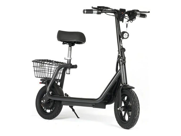 Scooter Adulto Eléctrico Plegable 20 Km Asiento Cesta Jaula Negro - 215201