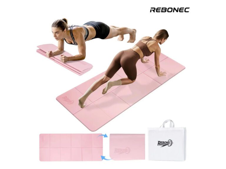 Colchoneta Mat Yoga Deportiva Plegable Tpe Grueso 8mm Bolso Rosa Marca Rebonec