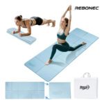 Colchoneta Mat Yoga Deportiva Plegable Tpe Grueso 8mm Bolso Azul Marca Rebonec