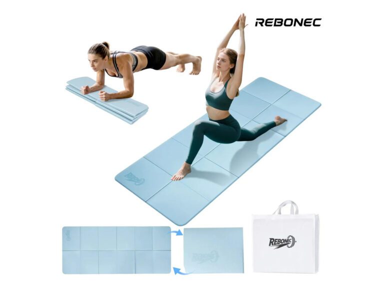Colchoneta Mat Yoga Deportiva Plegable Tpe Grueso 8mm Bolso Azul Marca Rebonec