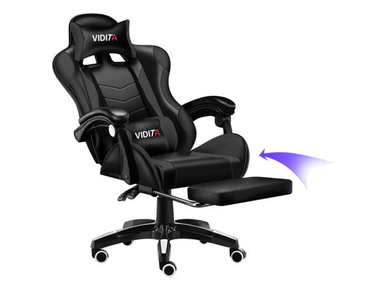 Silla Gamer Vidita Gx2000 Ergonómica Presidencial Reclinable Negra Con Reposapiés Videojuego Pc Profesional