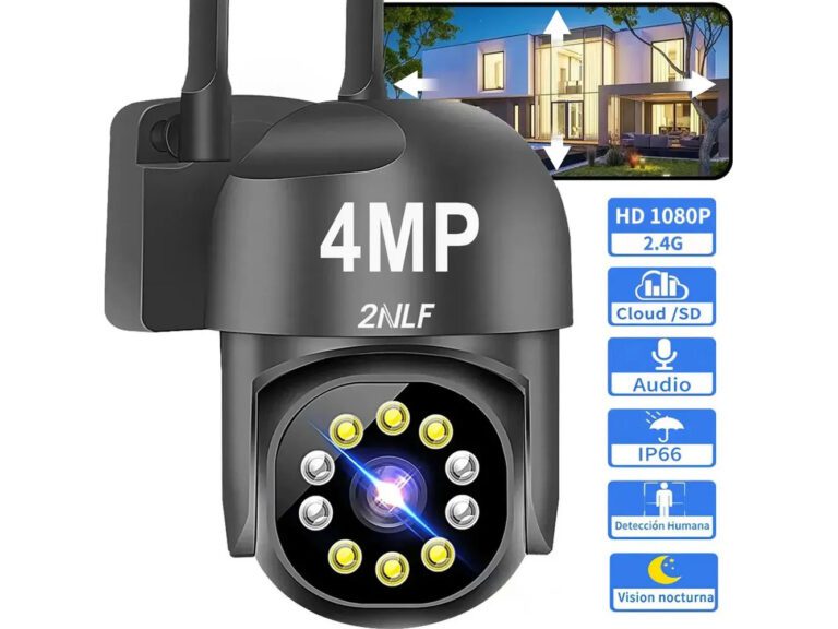 2nlf Cámara De Seguridad Exterior Wifi ip 360° 1080p Con Led