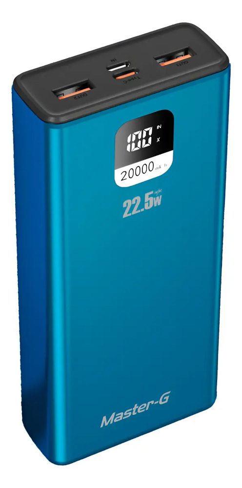 Batería Externa Power Bank 20000 Mah 22.5w Power Delivery Master-G Color Azul Batería Externa Power Bank 20000 Mah 22.5w Power Delivery Master-G Color Azul