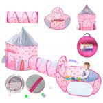 Carpa De Juegos Infantil 3 En 1 Castillo Piscina Tunel Niñas Rosa Marca ANIKIDS