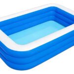 Piscina Inflable Rectangular 150x105x50cm PVC + Inflador Piscina Familiar Adultos Niños Verano Vidita Color Azul