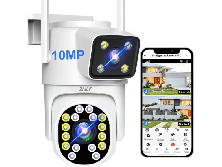 2nlf Cámara De Seguridad Exterior Wifi ip 360 vigilancia Dual Lente Hd Impermeable IP66 Conversación Bidireccional Seguimiento de Movimiento Alarma Móvil Visión Nocturna