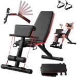 Press Banca Abdominal Reclinable Para Pesas Con Bandas Negro