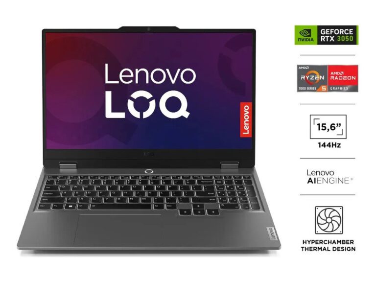 Notebook Gamer Loq Gen 9 Core R5 16gb 512gb 15.6 Fhd 144hz + Rtx 3050 6gb Luna Grey