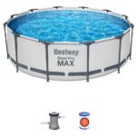Piscina Estructural Redonda 3.66mt Y 9150lt Bestway + Filtro Color Gris
