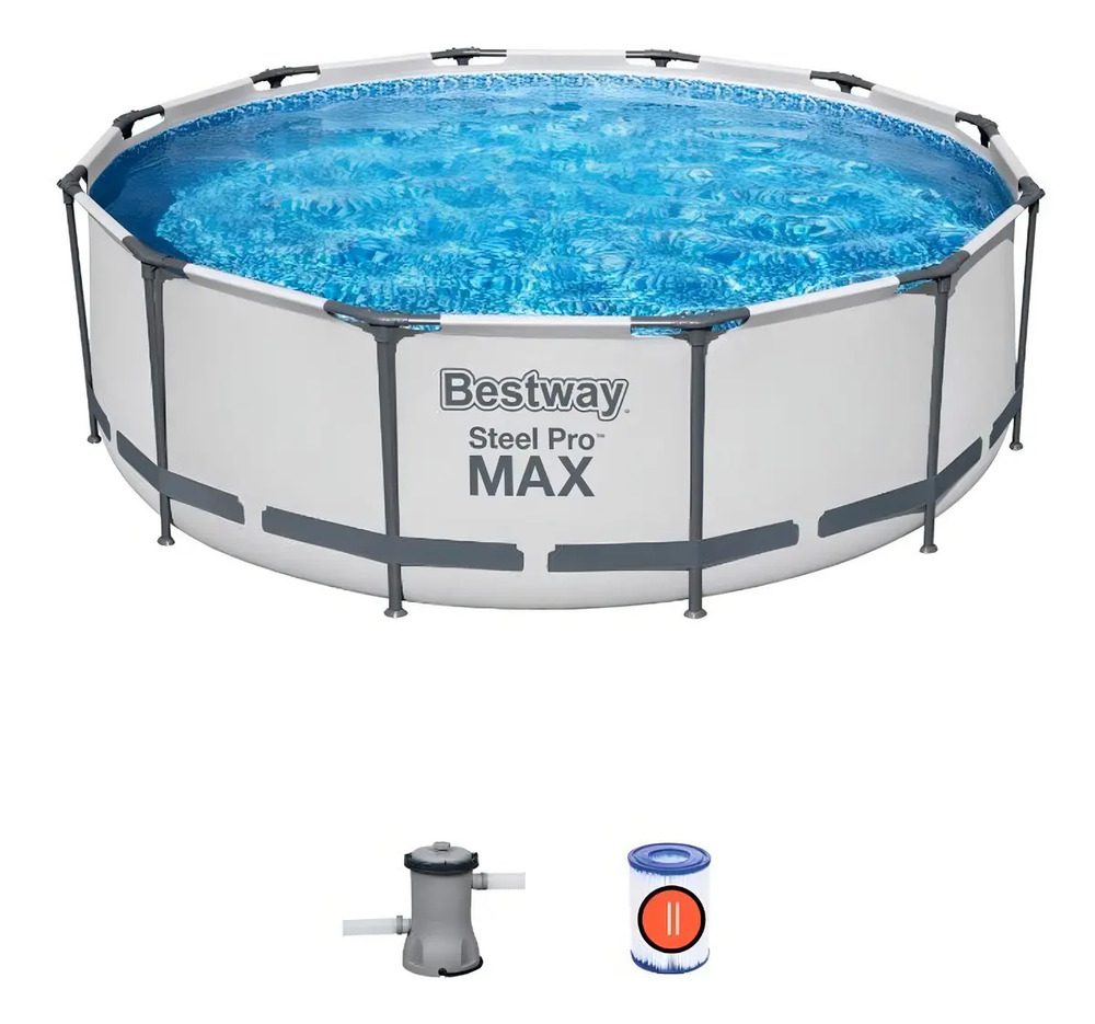 Piscina Estructural Redonda 3.66mt Y 9150lt Bestway + Filtro Color Gris Piscina Estructural Redonda 3.66mt Y 9150lt Bestway + Filtro Color Gris