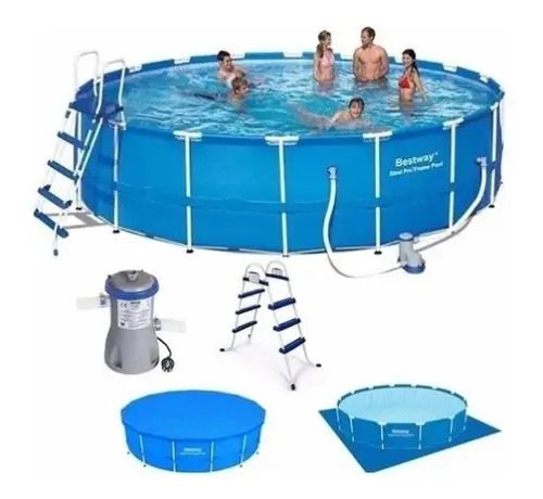 Piscina Bestway Estructural Redonda 4.57m X 91cm 12.627l Color Azul marino