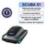Limpiador De Piscinas Robótico Aiper Scuba S1 Sin Cable 4 Modos de Limpieza y Potente Motor hasta 265 LPM - Gris Espacial