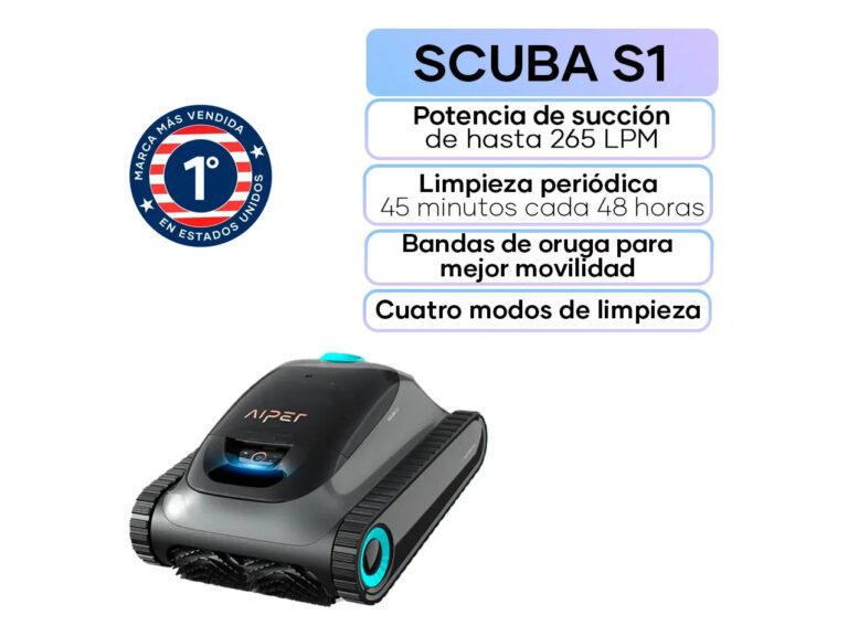 Limpiador De Piscinas Robótico Aiper Scuba S1 Sin Cable 4 Modos de Limpieza y Potente Motor hasta 265 LPM - Gris Espacial