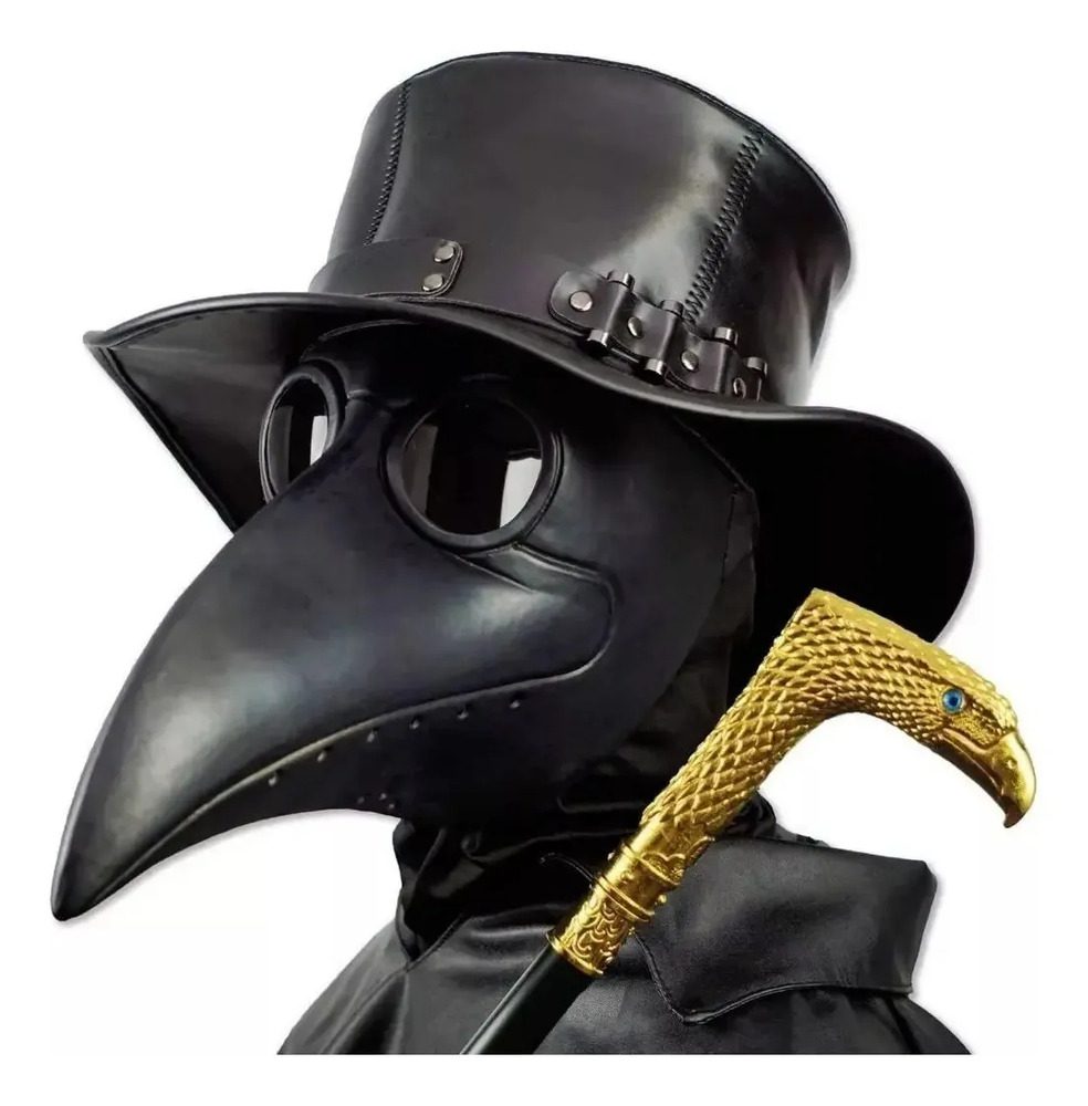 Máscara Peste Negra Cuero Sintético Halloween Cosplay Negro Mascara Máscara Peste Negra Cuero Sintético Halloween Cosplay Negro Mascara