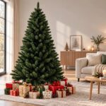 Árbol de Navidad Artificial Aspor de 180 cm, Verde y Frondoso, con Base Metálica