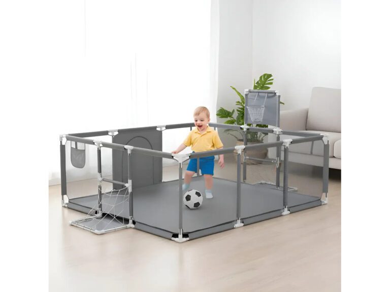 Corral bebe Infantil Nubo 3en1 Juegos Malla Tela Oxford 180x120cm Gris Liso