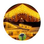 Luces Cascada Navideñas Solar 100 Led 3mts Luces Cálido IP65