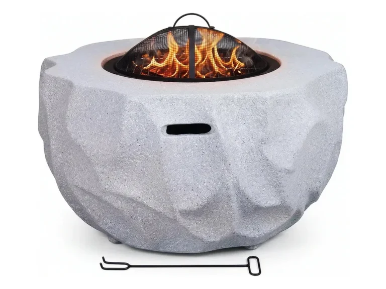 Brasero Fogón Premium De Acero Con Diseño Piedra 80 Cm
