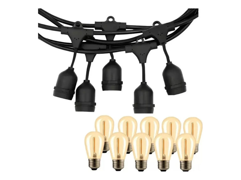 Guirnalda Led Exterior 10 Metros 10 Ampolletas Luz Amarilla Cable Negro