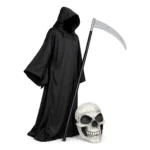 Disfraz Halloween Muerte Túnica Negra + Máscara Y Guadaña