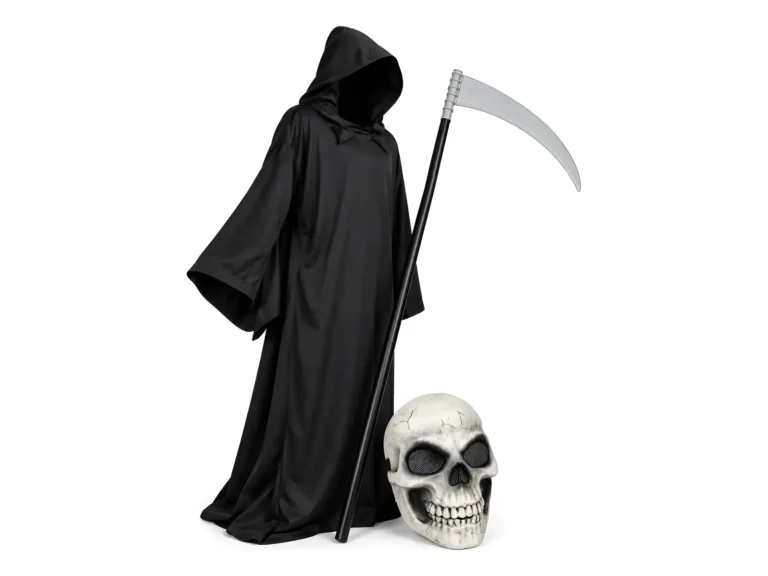 Disfraz Halloween Muerte Túnica Negra + Máscara Y Guadaña
