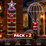 Pack 2 Luces Navidad Led Viejo Pascuero Escalera + Paracaída