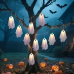 10 Piezas De Luces Colgantes Fantasma Halloween Multicolor