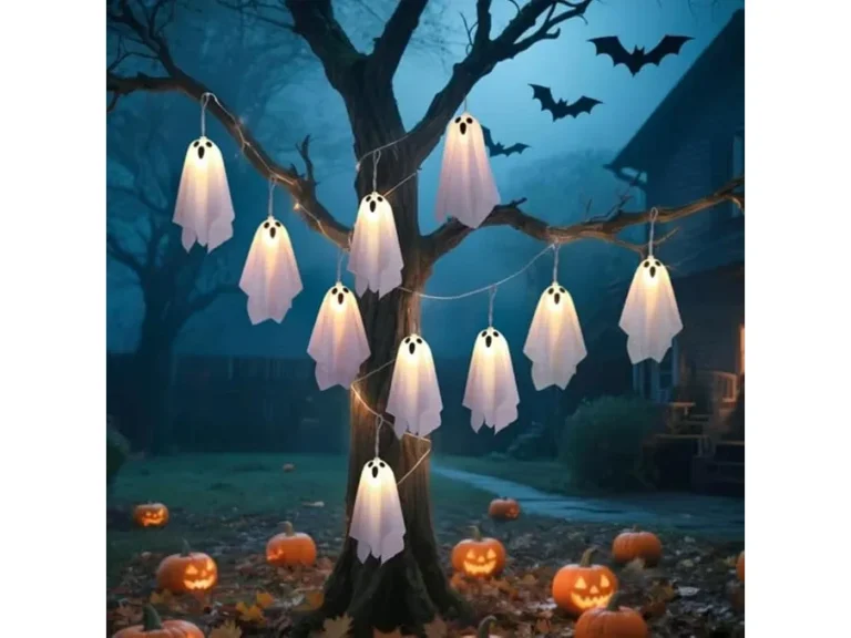 10 Piezas De Luces Colgantes Fantasma Halloween Multicolor