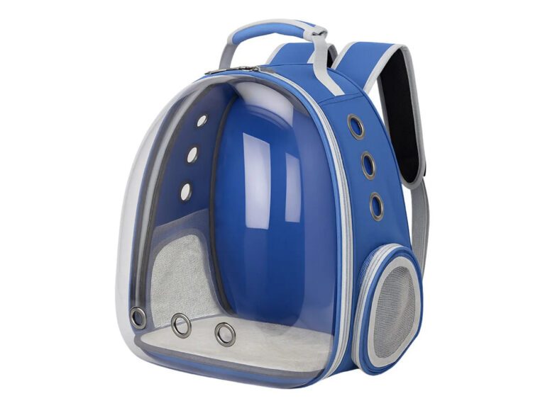Mochila Bolso Transporte Transparente Mascotas Perros Gatos Color Azul