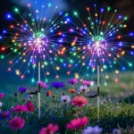 Pack X2 Luces Solares Micro Led Fuego Artificial Navidad
