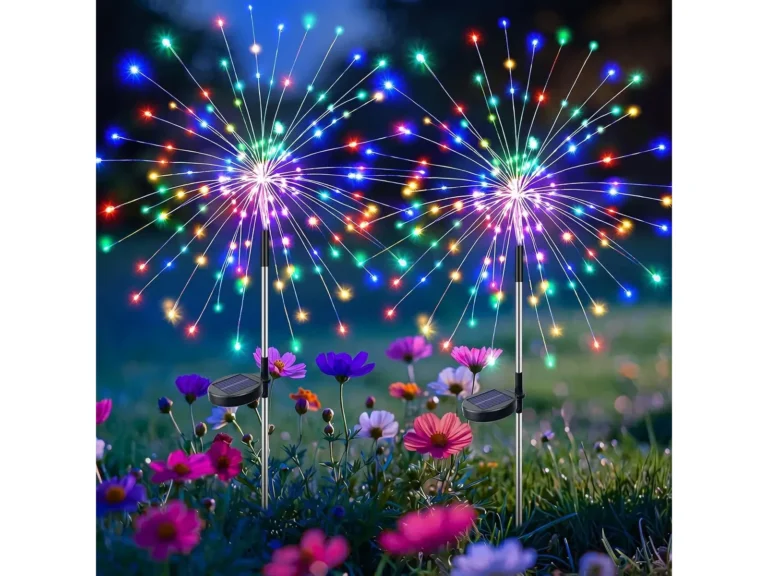 Pack X2 Luces Solares Micro Led Fuego Artificial Navidad